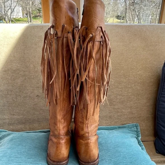 Bed Stu Brown Fringe Knee-High Boots - Picture 3 of 7